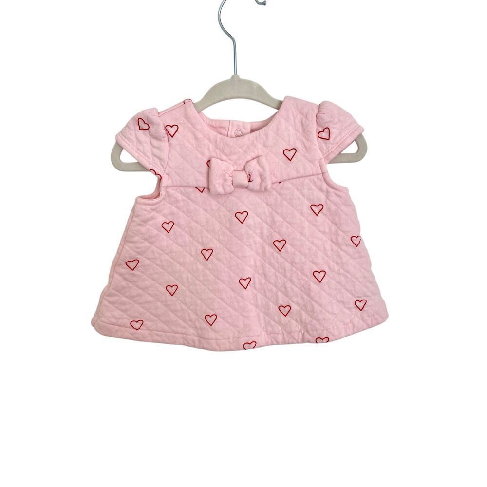Janie and Jack Baby Girl Valentine's Day Pink Red Heart Quilted Bow Top - Picture 2 of 5